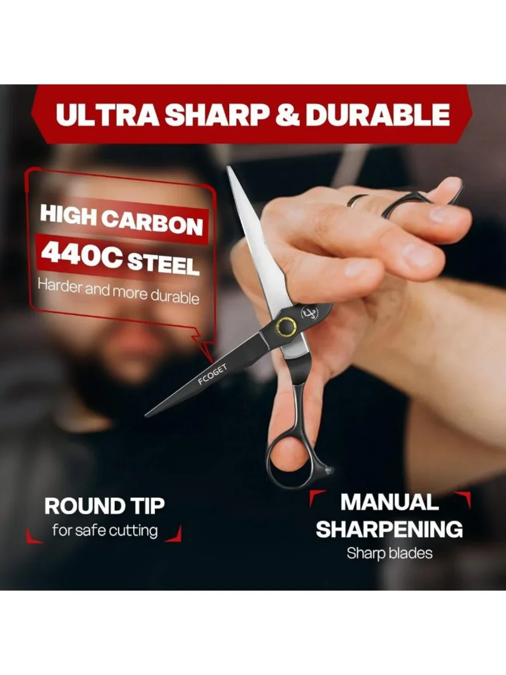 High-End 440C Stainless Steel Hair Cutting Scissors Kit & Thinning Shears - 6.8